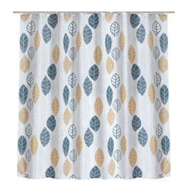 Polyester Leaves Painting Shower Bath Curtain Waterproof Bathroom Curtain (S)