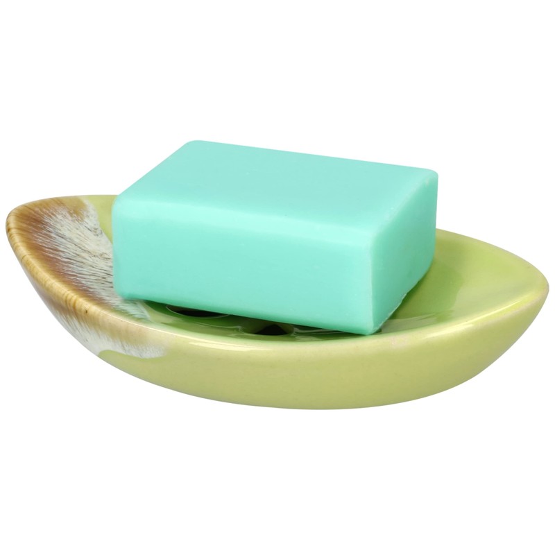 LungMongKol Shop Ceramic Soap Dish with Self Draining Tray for