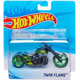 Hot Wheels Street Power Green Twin Flame Motorcycle
