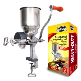 Corona Corn Grinder with High Hopper, Grain Mill, Manual Grinder For Corn, Rice, Soybeans, Pepper, Chickpeas, Cast Iron Wheat Grinder For Domestic Use