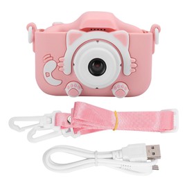 12MP Mini Cartoon Kitty Digital Camera Toy with Double Camera for Children KidsPink