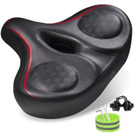 Zacro Oversized Bike Seat, Wide Bicycle Seat, Universal Bike Saddle with Dual Shock Absorbing Ball, Memory Foam, for Peloton Bike & Bike+, Exercise Mountain Stationary Bikes, for Men and Women