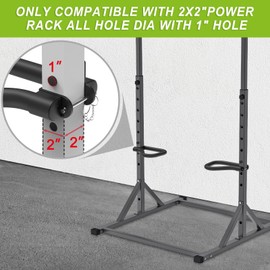 SELEWARE Solid Dip Bar Attachment for 2" x 2" with 1" Hole Power Cage Squat Rack, Set of 2 Dip Bar Grip Handles for Strength Training, Double Welding Design, 500 lbs Capacity