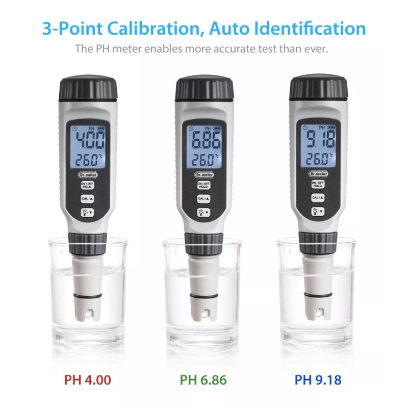 Dr.meter Medidor Ph Probador Ph Alta Precisión 0-14 Retencion Datos