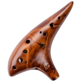 DHwebWLP Strawfire 12 Hole Ocarina Instrument,Alto C Ceramic Ocarina With Song Book Strap for Beginner(Yellow)