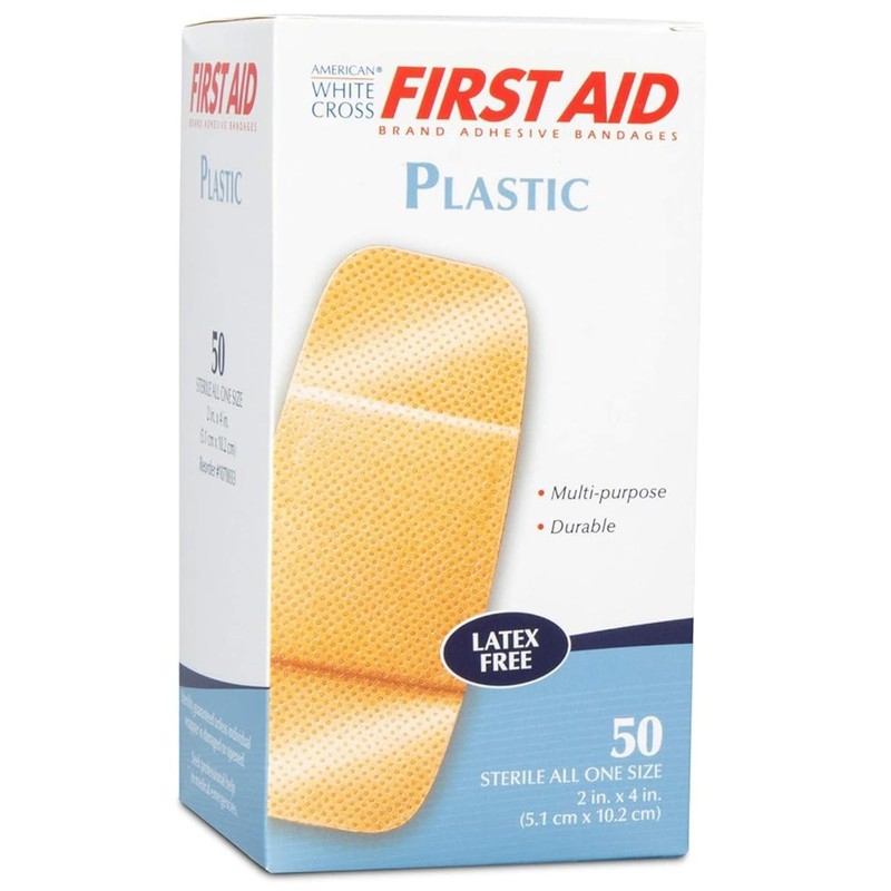 American White Cross 261846 First Aid Plastic Adhesive Bandages, Latex