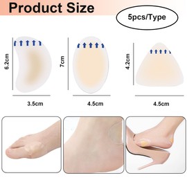 Ruayia 15 Stück Blasenpflaster Ferse Hydrokolloid Pflaster, Wasserdicht Hydrokolloid Pflaster, 3 Arten von Blasenpflaster Zehen, Blasen Pads für Ferse, Fuß, Zehe, FüßeK