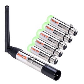 FENIXFIT Wireless DMX512 Transmitter Receiver No Latency DJ 2.4G DMX Wireless 1 Transmitter & 5 Receivers Long Transmission Range DMX Light Controller for LED Stage Disco Party Church Bar Lighting