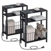 TRIFEBLE Narrow Side Table with Charging Station Set of 2,