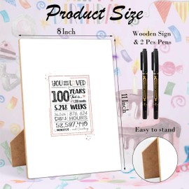 Birthday Sweet Guest Book Alternative, 100th Birthday Party Signing Wooden Board 8x11 Inch with Pen, Rose Gold Birthday Party Favor Supplies Gift Sign, 100 Years Old Gifts for Men Women-12