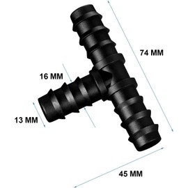 16-Piece T-Connector Hose Connector, Drip Irrigation Hose, Water Connection for 16 mm Irrigation System for Gardens Hoses, Watering Connection Kit, Car Drip Sprinkler Systems
