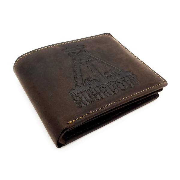 Lemasi Genuine Buffalo Full Leather Wallet for Men, Natural Hunter