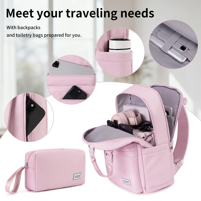 LARVENDER Expandable Carry On 3 Piece Luggage Set with Backpack