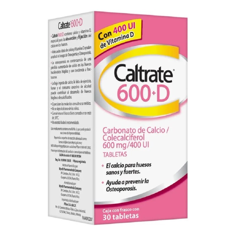 Suplemento Caltrate 600 Calcio Vitamina X30 Tabletas Neutro