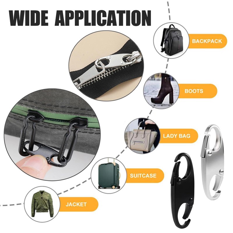Zipper Clip Theft Deterrent,Double Opening Zipper Pull Replacement,Detachable Zipper Connectors