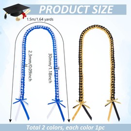 PH PandaHall 2 x Graduation Leis 2024 Graduation Ribbon Lei Braided Graduation Honor Cord Necklace Ribbon Congratulations Degree Ribbon for High School College Student Graduation Gift 1.5 m