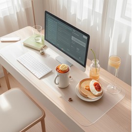 Clear Desk Pad Mat, Durable Desk Protect Mat,Heat Resistant Waterproof PVC Round Edge,Frosted Transparent Desk Mat for Office and Home Desktop（36"*17”*2.5mm）