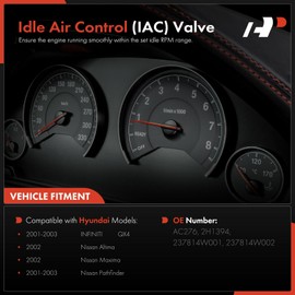 A-Premium Fuel Injection Idle Air Control Valve Compatible with Nissan Altima 2002, Pathfinder 2001-2003, Maxima 2002 & Infiniti QX4 2001-2003, 3.5L, Replace# 237814W001, 237814W002