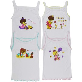 ToBeInStyle Girls' 4 Pack Ruffle Hem Spaghetti Strap Tops - Baby Love - Size 4