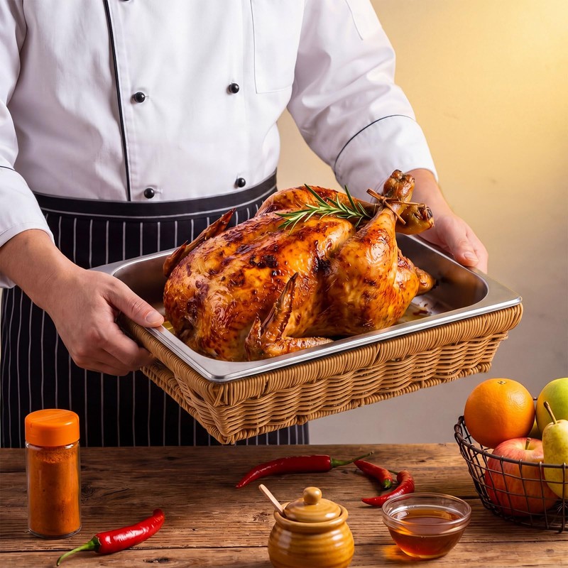 Yiyiring Buffet Catering Party Serving Trays, 2 Sets 12.8x10.4 Inch