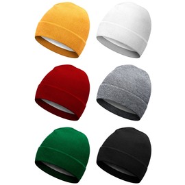 Winter Satin Lined Beanie Hat Silk Lined Beanies Cuffed Plain Skull Hat Knitted Watch Hat Winter Warm Beanies for Women Men (White, Black, Red, Gray, Green, Yellow)