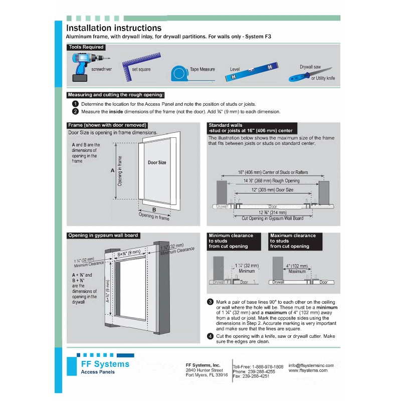 FF Systems System F3 - Access Panel | Removable |
