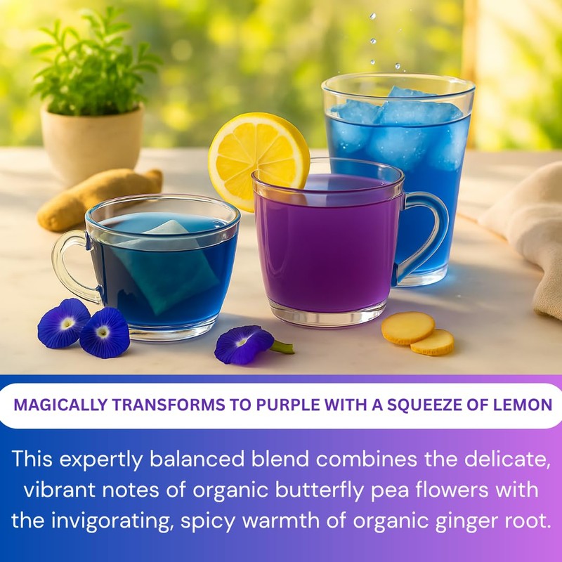 Organic Butterfly Pea Flower and Spicy Ginger Root 20 Tea