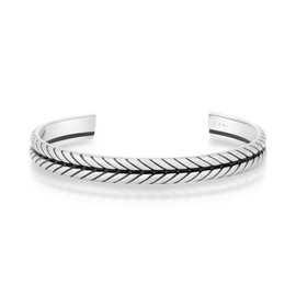 COBI 316L Stainless Steel Thin Engraved Cuff Bracelets for Men, Vintage Bangle Jewelry, Mens Minimal Open Bracelet, Everyday Jewelry, Fashion Accessories, Hypoallergenic, Ideal Gifts - 6.5"