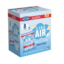Like Air Single Flavor Puffcorn (Pack of 8) - Snack Box, 80 Calories, Gluten Free Snacks For Kids, Kosher, Non-GMO Corn, Shark Tank Product (Classic)