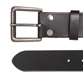 Lucky Brand Men Casual Leather Belt, Roller Buckle with Rivets-Black, 34
