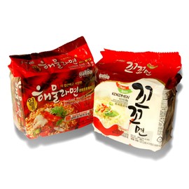 Spicy Ramen Bundle (Paldo Kokomen Spicy Chicken Flavor Kokomyun 120g x 5 Packs + Paldo Noodle Soup Spicy Seafood Flavor 120g x 5 Packs)