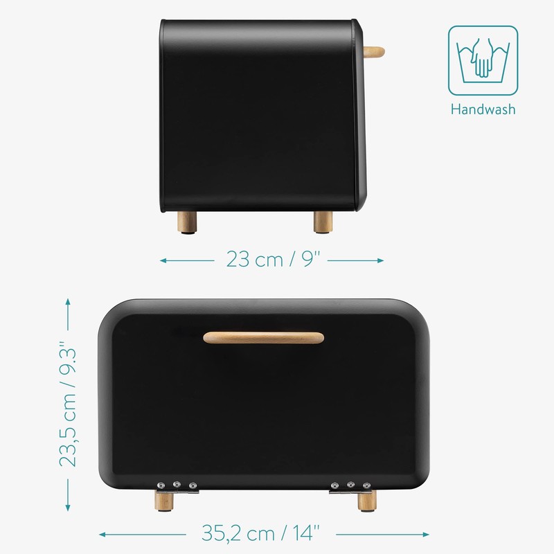 Navaris Bread Box - Metal Bread Bin Storage Tin with