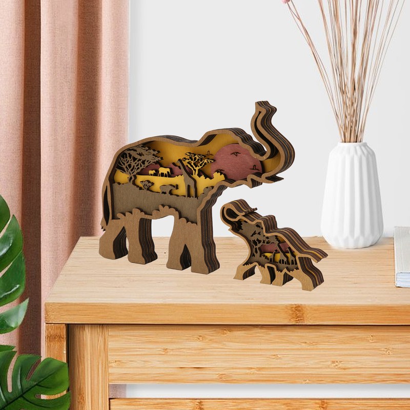 Elephant Statue Boxwood Mechanical Engraving Safe Durable Exquisite Details Elephant