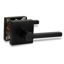 VIZILOK Square Privacy Door Lock, Matte Black Finish, V3FM Reversible Lever for Left/Right Door Application, Durable ANSI GRADE2 comp, Ideal for Bedrooms, Bathrooms, and Offices