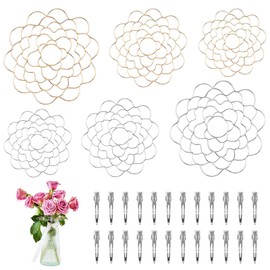 Soleeya 6 Pcs Flower Arrangement Holder 4/5/6 Inch Metal Floral Frog Wire with 24 Clips, Flower Arranger Grid for Vase Flower Frogs Floral Arranging Grid Stem Holders for Flower Arrangements Vase