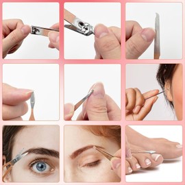 Set de Manicura y Pedicura,11 Piezas Kit Manicura Profesional, Set Manicura ​de Acero Inoxidable para Hombre Muje Kit de Cuidado de Uñas con Estuche de Viaje (rosa)