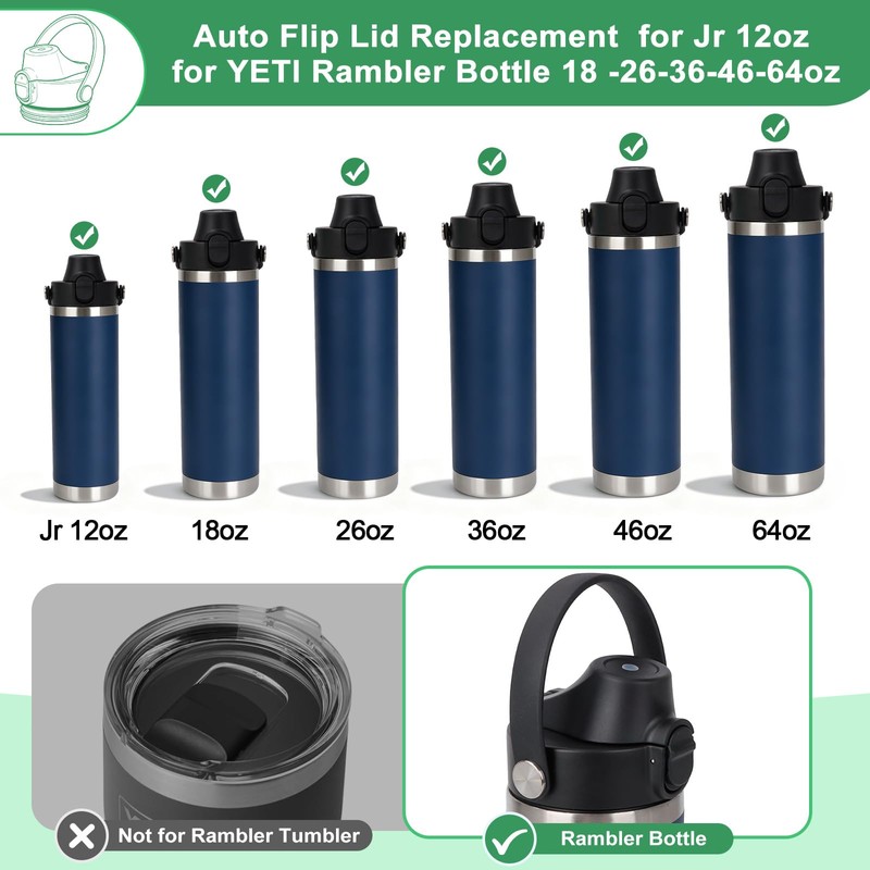 Auto Spout Lid for Yeti Rambler, Chug Cap for Yeti