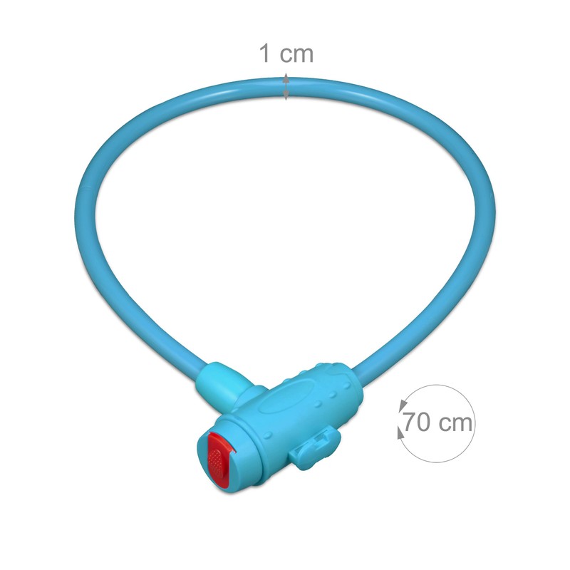 Relaxdays Children's Bicycle Lock, 2 Keys, 70 cm Long, Children's