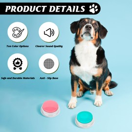 zzhxkjhky 10 Color Voice Recording Buttons for Dogs Dog Training Communication Buttons with 30 Sec Record and Playback,Pet Training Buzzer for Puppy Cats,Funny Gifts for Pet Lovers (10 Pack)
