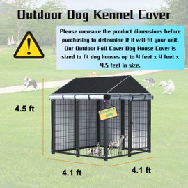 Kennel Cover，Full Coverage Kennel Cover Made of 600d Heavy Duty Waterproof Plus See-Through Clear Material, Outdoor Wind and UV Resistant, Coverage Only, Black Color.