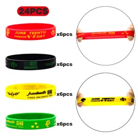 24 Packs Juneteenth Rubber Bracelets,Happy Juneteenth Party Supplies, Holiday Party Supplies Party Gifts,Juneteenth Party Favors Party Goodie Bag Fillers Stuffers