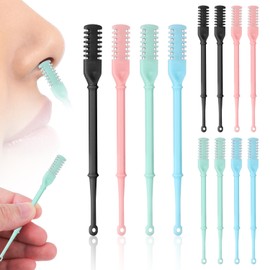 12pcs Nose Hair Trimmer, 2-in-1 Nasal Hair Cutter Manual Nose Hair Trimmer Nose Hair Plucker Manual Nose Hair Clippers Rotary Nose Hair Trimmer for Men Women(Black Blue Pink Green)