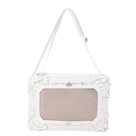 Harugio Pain Bag, Shoulder Bag, Gothic Pain Back, Adult, Pain Bag, Habuku, Shoulder Bag, Handbag, Black, White, Leather, Ribbon, Fashionable, Trend, Popular, white