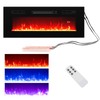 COSTWAY 36 Inches Electric Fireplace Inserts w/LED Strip Lights, 750W/1500W