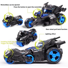 Fuwraixis Alloy Catapult Motorcycle, 3-in-1 Motorcycle Racing Game Toy, Cool Children's Toy, Collector's Car Models Decoration, Gifts for Boys