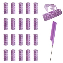 ULIFEBETTER 20 Pack Snap Hair Roller Plastic Hair Rollers Set, 0.98Inch/2.5cm Heatless Rollers, Snap on Rollers for Fine Thin hair, Self Grip Roller for DIY Hair Styling and Salon Use(Purple)