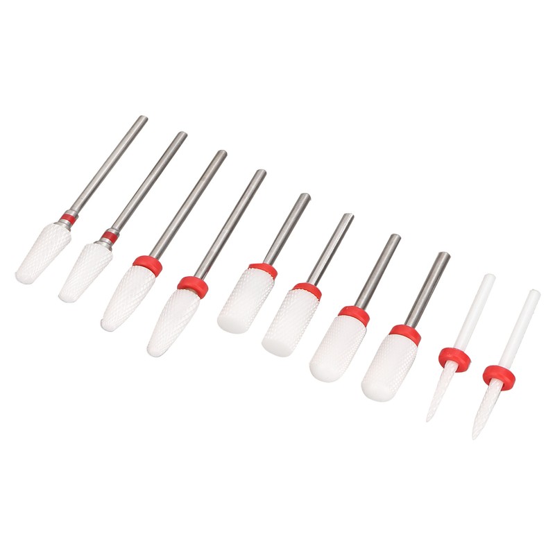 10pcs Nail Art Drill Bits Set Remove Nail Glue Stainless