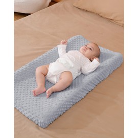 Solid Changing Table Pad Cover Cradle Sheet, Fits 32"/34''x16" Contoured Diaper Changing Pad, Ultra Soft Cozy Minky Dots Plush Changing Table Covers, Breathable Wipeable Removable (Grey)