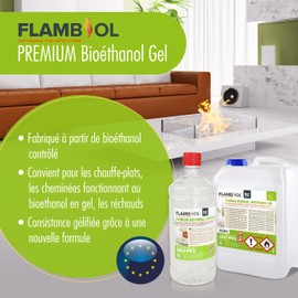 1 Litre Flambiol® Premium Fuel Gel for Fuel Gel Decorative Fire, Lamp and Fireplace - Thick Gel