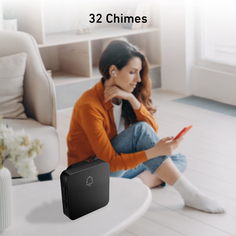 SECRUI Doorbell, 2 Button Wireless Doorbell with 1000ft Range, Adjustable